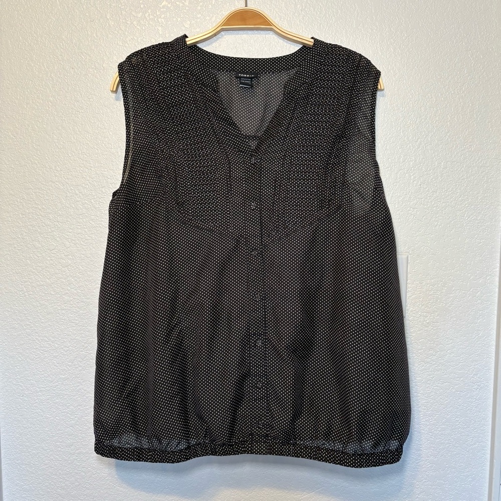 Torrid Black Sheer Blouse with White Dots
